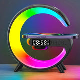 Carregador Sem Fio Multifuncional com Suporte, Almofada, Luz RGB, Relógio Despertador, Alto-falante para iPhone, Samsung, Xiaomi, Mini Estação de Carregamento Rápido.