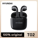 Fones de Ouvido Sem Fio Bluetooth HYUNDAI HY-T02 - Chamadas HD, Earbuds com Som Estéreo HIFI, Baixa Latência, Toque Inteligente e Microfone.