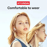 Fones de Ouvido Sem Fio Bluetooth HYUNDAI HY-T02 - Chamadas HD, Earbuds com Som Estéreo HIFI, Baixa Latência, Toque Inteligente e Microfone.